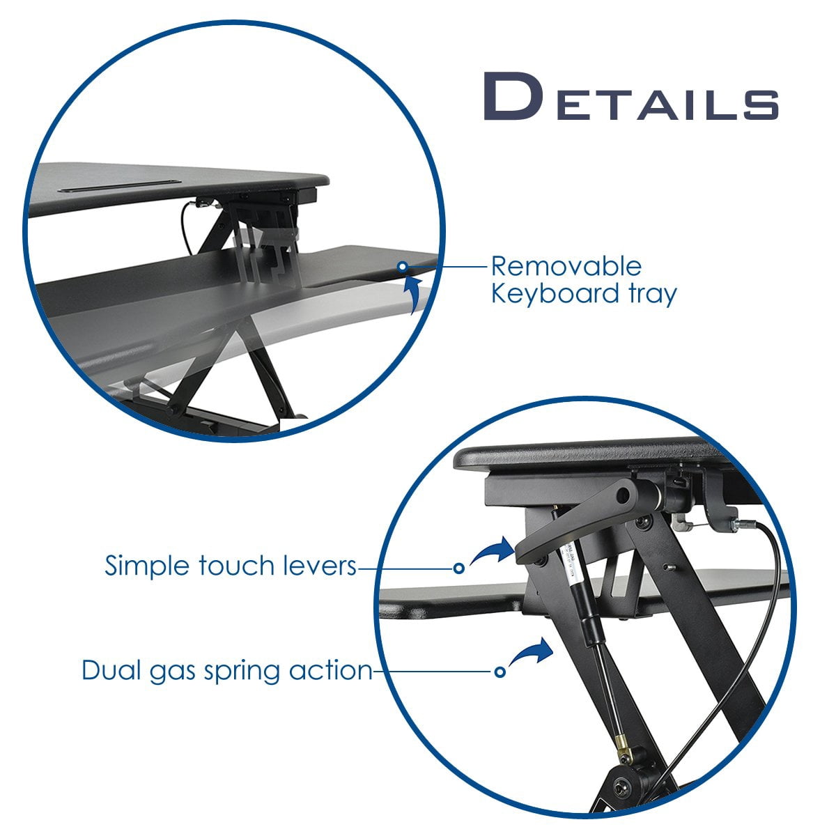 36" Height Adjustable Standing Desk Convert Sit Stand Dual Monitor and Laptop Riser Workstation with Anti-Fatigue Mat