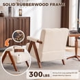 thumbnail image 6 of LEHZROAJ Modern Chenille Upholstered Accent Chair,Armchair Thick Backrest Solid Wood Frame for Living Room,Bedroom(Beige), 6 of 12