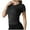 Black, variant on fatyb Women's Crop T-Shirts Short Sleeve Ruched Basic Tees Casual Crewneck Summer Slim Going out Tops