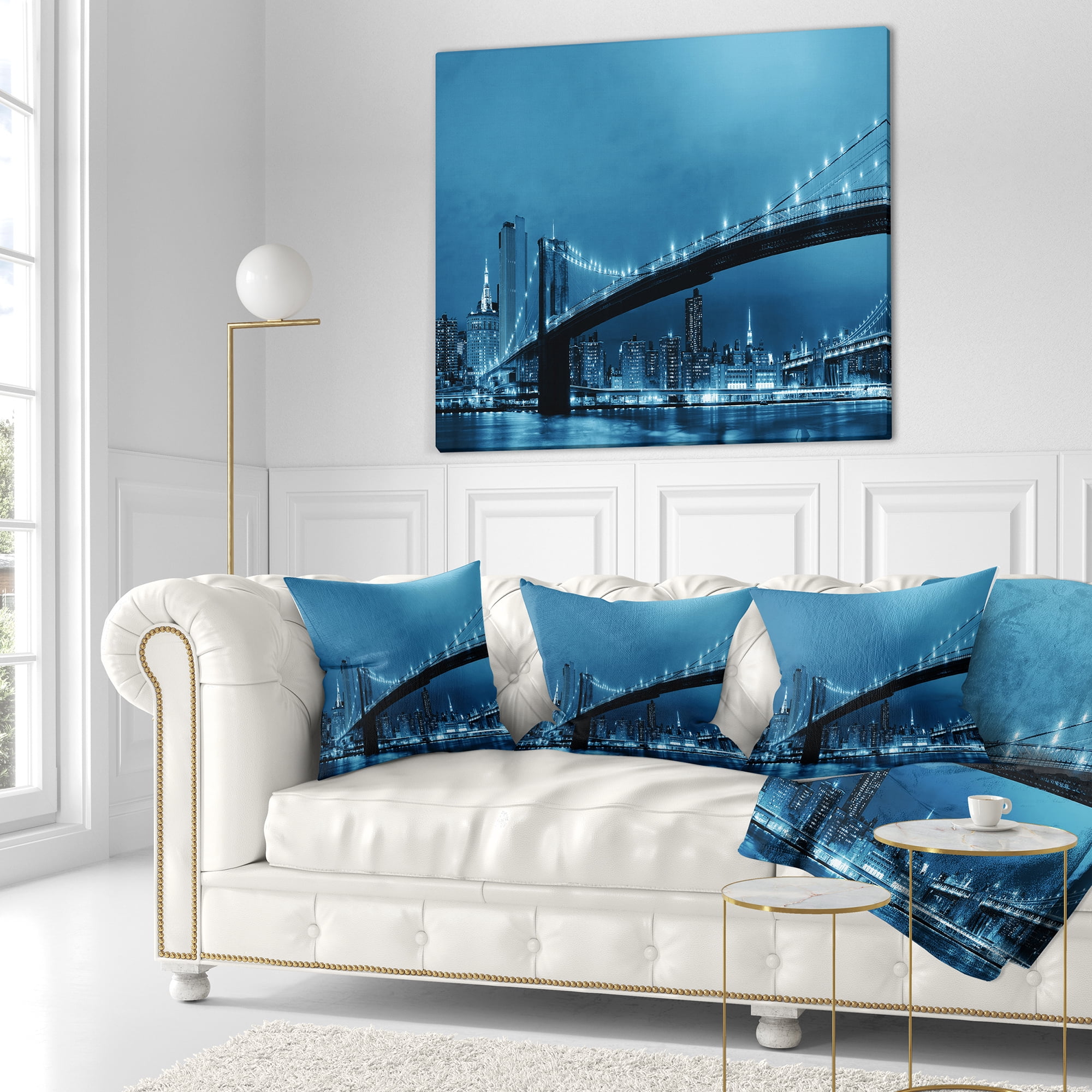 Designart Manhattan Downtown Urban View - Cityscape Throw Pillow - 16x16