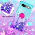 thumbnail image 4 of Clear Case for Google Pixel 7a with Kickstand for Girls Women, Liquid Glitter Sparkle Bling Cute Case Gradient Quicksand Cover for Google Pixel 7a JB Bluish Violet, 4 of 15