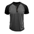 thumbnail image 4 of Blusa de Manga Corta de los Hombres Botones de Color Sólido Al Aire Libre Respirable Cuello Redondo, Sudadera Suelta Casual para Diario, 4 of 8