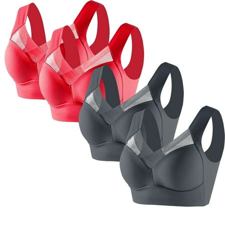Tao Tao Women Seamless Bra - Bra For Seniors No Underwire Comfort Push Up Bras Soft Wireless Bralette Full Coverage Sport Everyday Bra 4pcs Gray 2XL