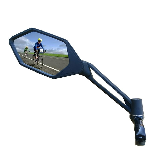 Meachow Nuevo Espejo Retrovisor Para Bicicleta Con Lente De Vidrio Resistente A Los Arañazos, Espejo Retrovisor Seguro Ajustable (Lado Izquierdo Plateado) Me-005Ls