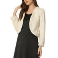 thumbnail image 1 of CHAQUETA CORTA ABIERTO INSPIRAR CHIC PARA MUJER, BOLERO DE FALSO PIEL DE MANGA LARGA, ABRIGO DE INVIERNO L BEIGE, 1 of 6