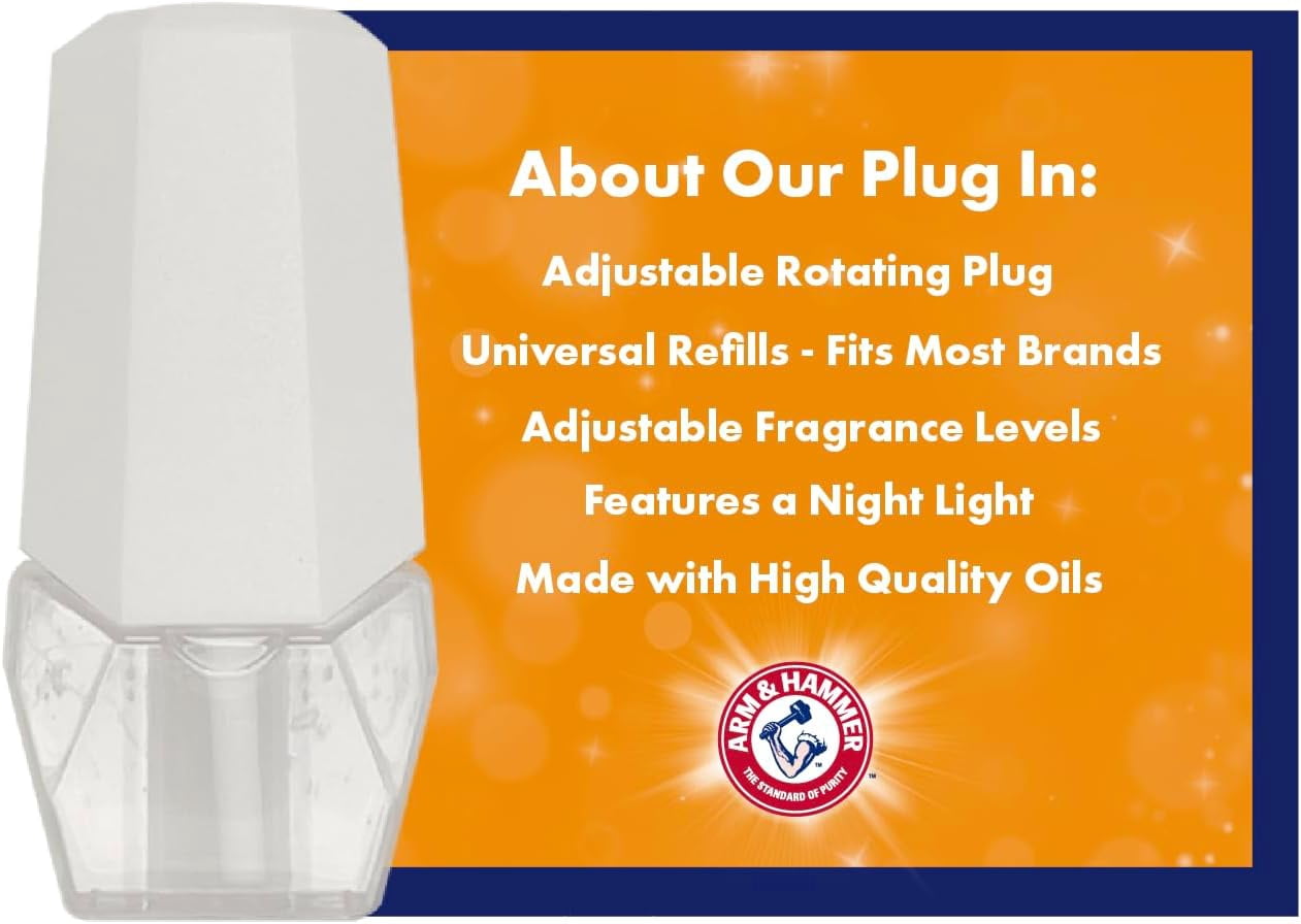 Arm & Hammer Plug-In Air Freshener Kit with Oil Warmer and 4 Refills, Sweet Fig Scent