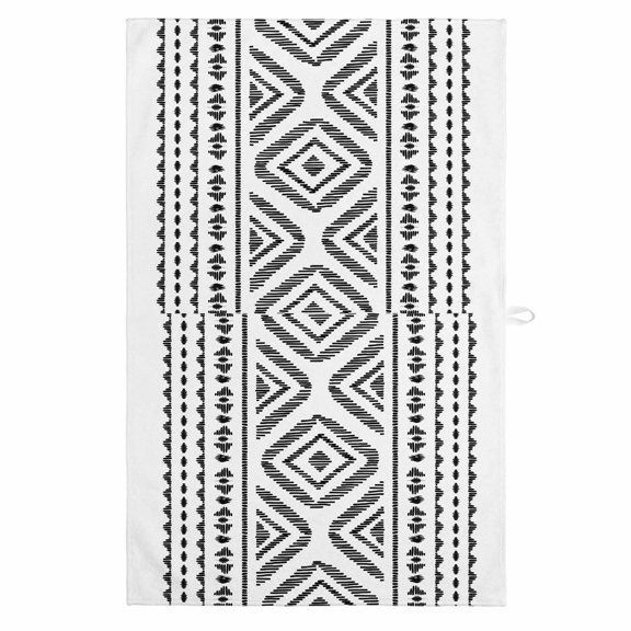 Black Boho 1 Pack Kitchen Towel, Water Absorbent Dish Towel, Vintage Southwestern Geometric Stripes Decorative Hand Towels - Quick Drying Cloth for Cooking Baking, 18x28 Inch