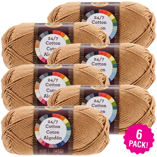 Lion Brand 24/7 Cotton Yarn - Camel, Multipack of 6 - Walmart.com