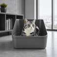 thumbnail image 3 of Dark Grey Small Cat Litter Box For Cats Under 8 Lbs, Space Saving Indoor Use, 3 of 9