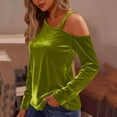 thumbnail image 4 of Velvet Tops for Womens Trendy Elegant Long Sleeve Off Shoulder Shirts 2026 New Years Holiday Party Wedding Outfits, 4 of 8