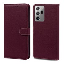 for Samsung Galaxy Note 20 Wallet Case with Wrist Strap Kickstand Magnetic Card Slots Phone Cover for Samsung Galaxy Note 20 (6.7 Inch),Winered