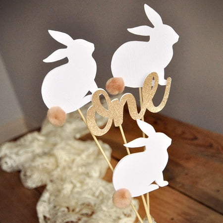 - First Birthday Peter Rabbit Centerpiece (4 Piece Set). Bunny Party Favor Wands.