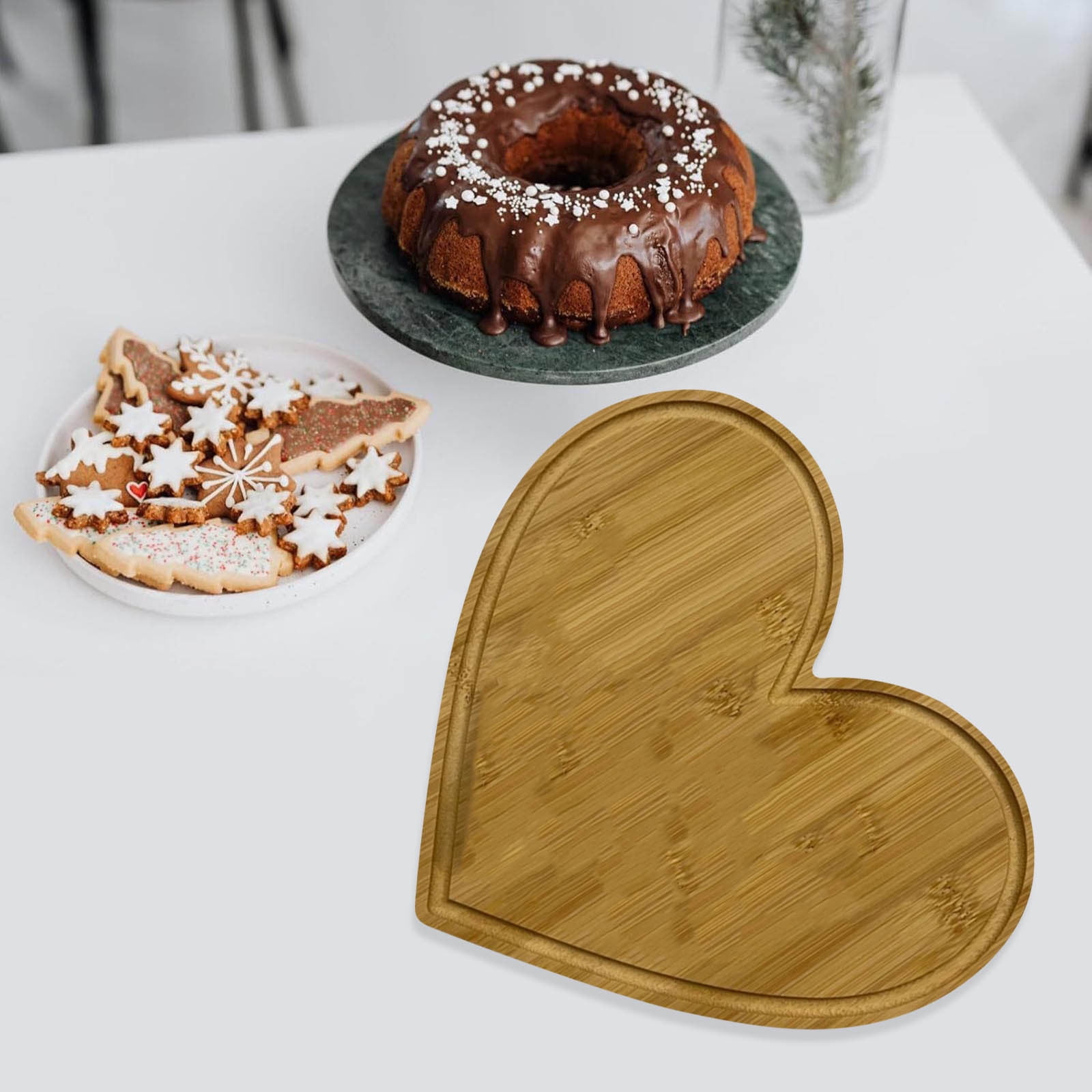 Home Decor Heart Shaped Cutting Board Wood Breadboard Cheese Platter Cooked Food Board For Meat Cheese And Vegetables Valentine'S Day