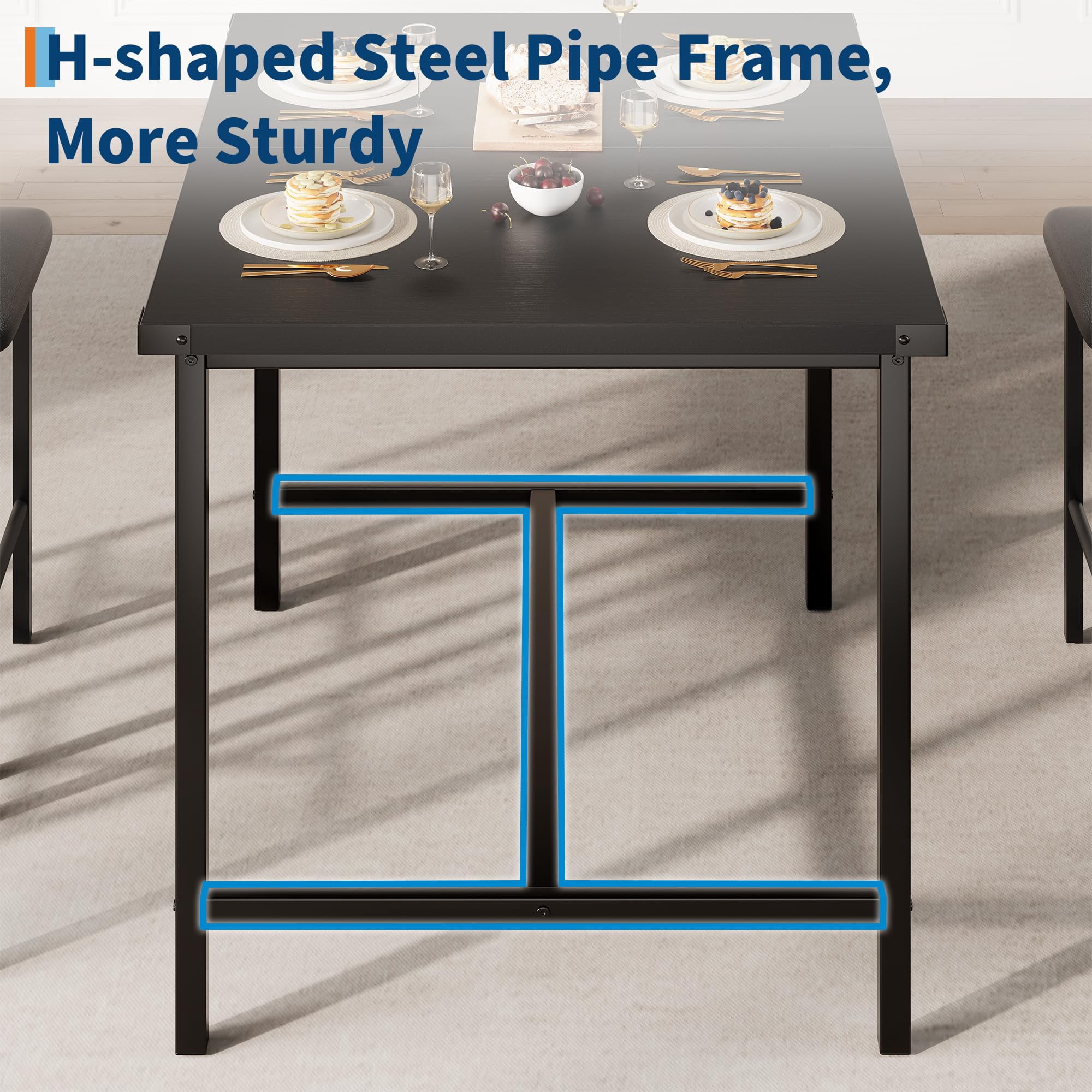 QinaQin Four-Person Dining Table and Chair Set with Footstool and Corner Protectors for Dining Rooms and Apartments