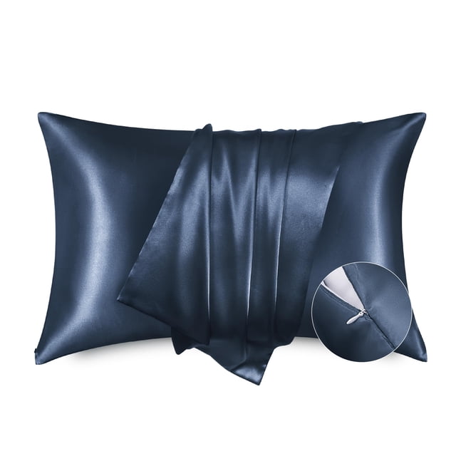 Funda de almohada de granito azul satinado, 20 x 26 cm, paquete de 2 con cremallera