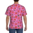 thumbnail image 3 of Bixox Men's Strawberry Floral Printed Short Sleeve Skinny Athletic T-Shirt, 3 of 6