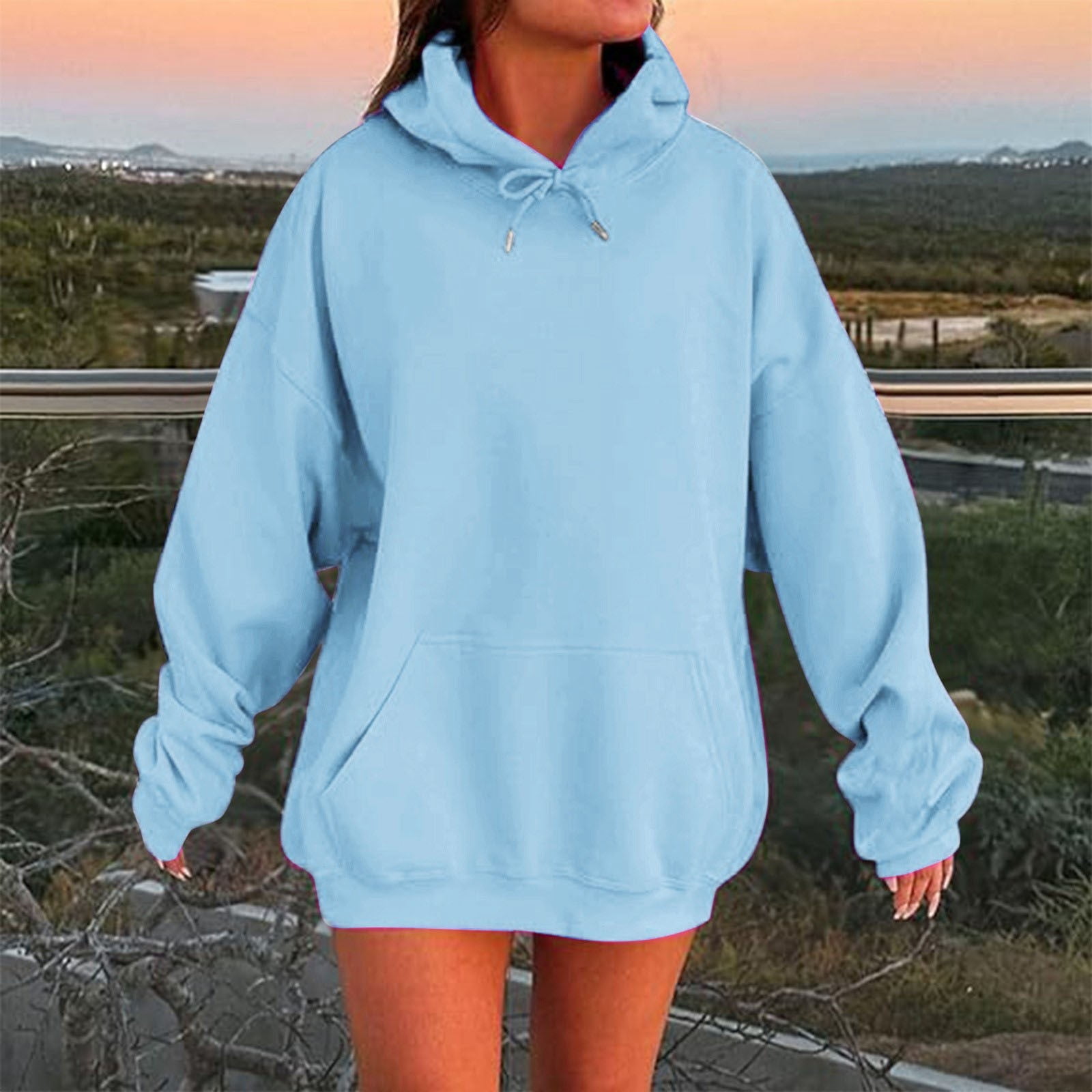 awzxde Sweatshirts for Women Solid Color Drop Shoulder