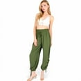thumbnail image 6 of Women's Relaxed Fit Drawstring Hem Pants with Elastic Waist- Olive Green,Medium, 6 of 7