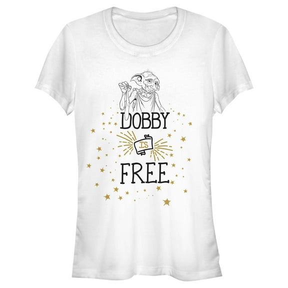 Junior's Harry Potter Dobby is Free  Graphic Tee White 2X Large