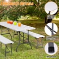 thumbnail image 5 of ZENY 6ft 3-Piece Folding Picnic Table Set with 2 Benches, Portable HDPE Outdoor Dining Set for Camping, White, 5 of 9