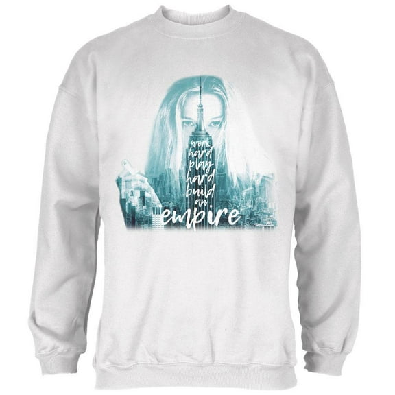 City Skyline Girl Build an Empire Mens Sweatshirt White MD