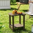 thumbnail image 3 of Ayaya Side Table Set of 2, 17" Solid Wood Square 2-Tier Adirondack End Table, Outdoor Patio Table for Living Room, Porch, Poolside – Weather Resistant Dark Brown, 3 of 7