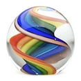 thumbnail image 2 of Round Ball Glass Unusual Paperweight Art Glass 4" Large Marble Rainbow Paperweight, 2 of 4