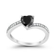 thumbnail image 2 of Heart Promise Round Wedding Ring Black CZ 925 Sterling Silver Size 10, 2 of 6