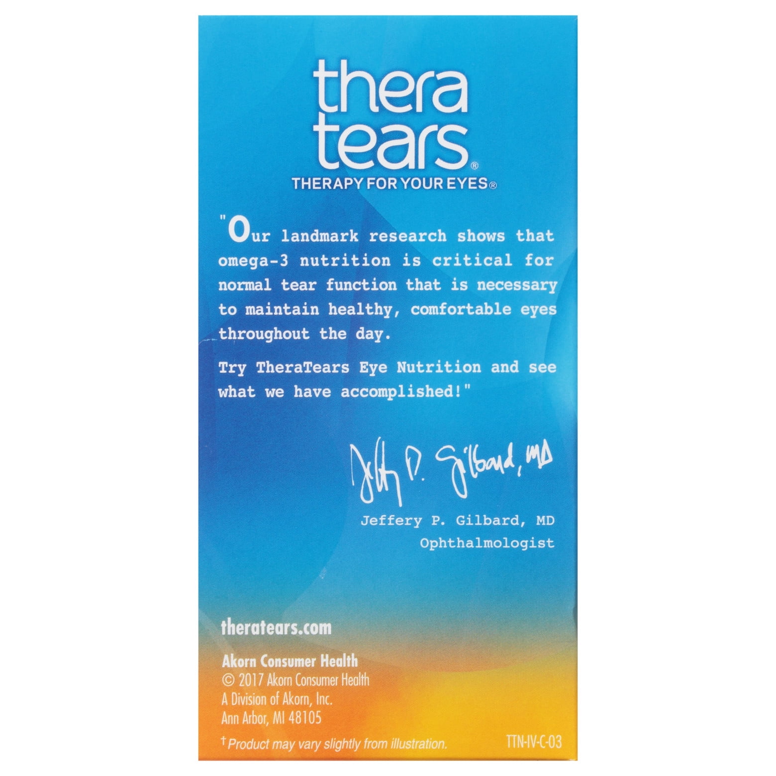 TheraTears 1200mg Omega 3 Supplement for Eye Nutrition 90 Count