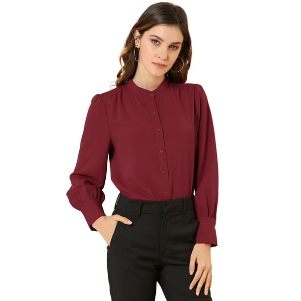 INSPIRE CHIC Blusa de las camisas de manga larga abotonadas del