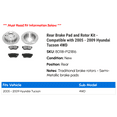 thumbnail image 2 of Rear Brake Pad and Rotor Kit - Compatible with 2005 - 2009 Hyundai Tucson 4WD 2006 2007 2008, 2 of 2