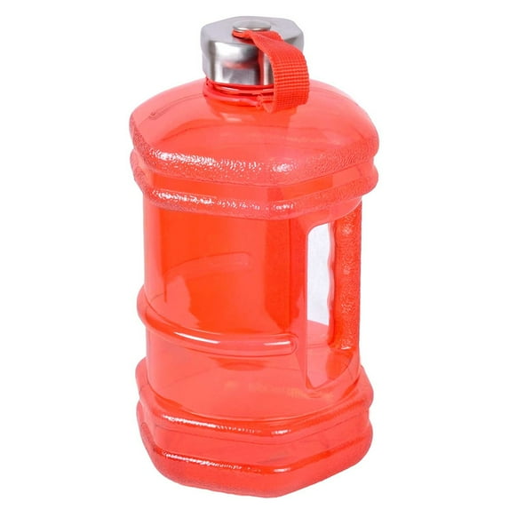 2.3 Liter Hexagon BPA Free Reusable Plastic Drinking Water Bottle Jug Container w/ Hand Holder Canteen and Stainless Steel Cap