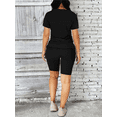 thumbnail image 4 of Two Piece Set For Women Summer Sweatsuits Short Workout Jogger Sets Matching Tracksuit Black 2XL, 4 of 6