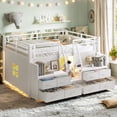 thumbnail image 4 of Harper & Bright Designs Full Metal Loft Bed with Storage Drawers and Shelves, Low Loft Bed Frame with Storage Stairs and Lights, White, 4 of 15