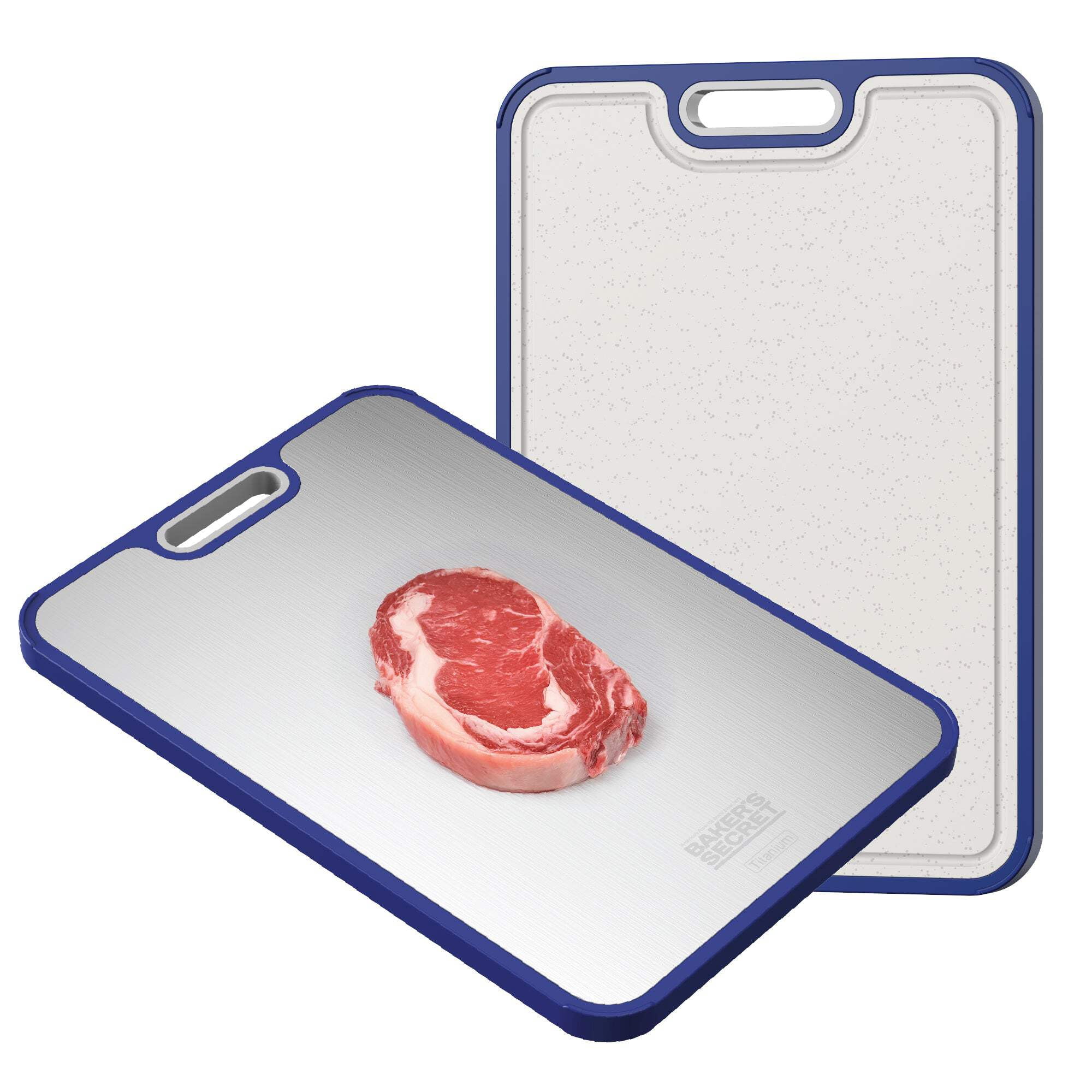 Titanium Cutting Boards for Kitchen, Cutting Board Double Sided Food Grade, Pure Titanium and Wheat Straw PP, Dishwasher Safe Easy to Clean Large Size 16”×11” Dark Grey by Baker's Secret