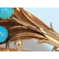 thumbnail image 4 of 1940's PERSIAN TURQUOISE LEAF PIN HANDMADE 14KT ROSE GOLD, 4 of 6