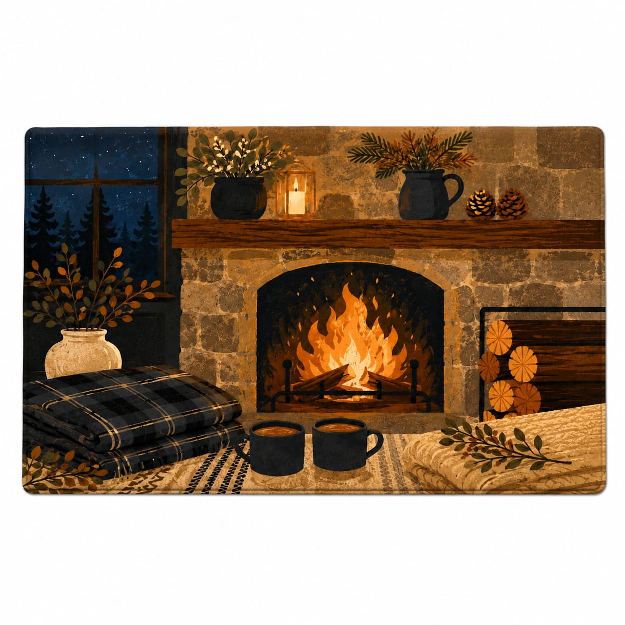 Fireside Cocoa Rectangle Rug for Guest Room Fall Style