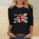 thumbnail image 1 of Fiudx Ofertas Flash Del Día Solo En Línea Blusas de Manga 3/4 para Mujer, Camisa con Estampado Vintage, Informal, Manga 3/4, Cuello Redondo, Blusa Estilo Túnica Boho, 1 of 4