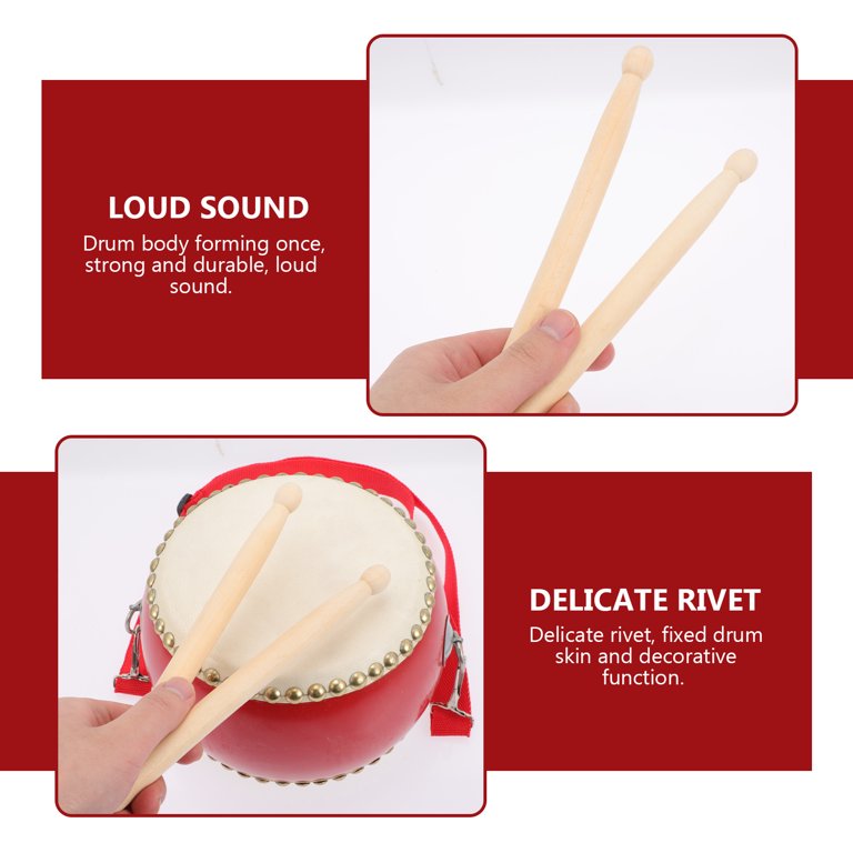 Traditional Chinese Mini Gong For Kids With Wooden Mallet, Red Cord For Hanging Percussion Instrument For Parties 15cm