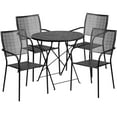 thumbnail image 2 of Emma + Oliver Commercial Grade 30" Round Black Folding Patio Table Set-4 Square Back Chairs, 2 of 5