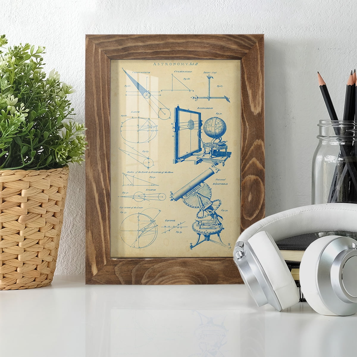 Vintage Astronomy II -Framed Print w/glass-Walnut