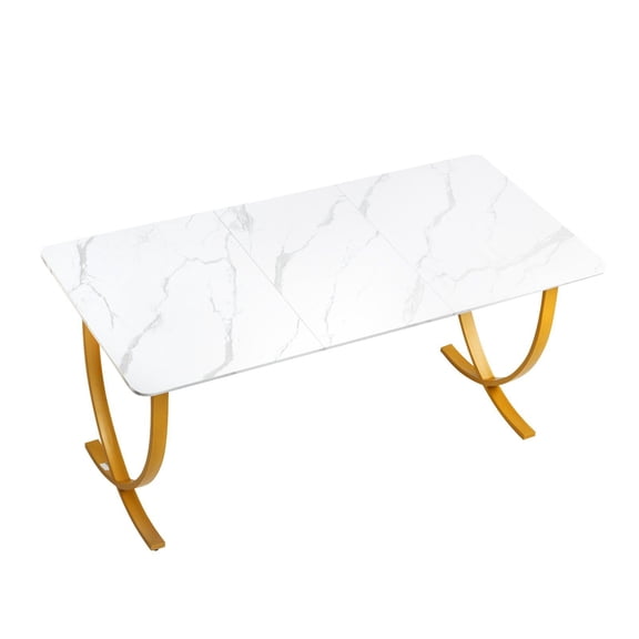 63 Inch Wide Executive Desk Modern Computer Table White Gold Home Office Business Furniture