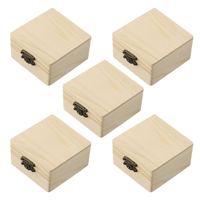 5PCS Caja de Joyería de Madera con Broche Voltereta Caja de Almacenamiento de Tarjetas Postal