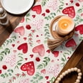 thumbnail image 3 of Valentines Table Runner 72 Inches, Pink Red Love Heart Green Botanical Spring Bed Runner Dresser Scarves Tabletop for Indoor Outdoor Parties/Ceremony/Banquet, 13" x 72", 3 of 8