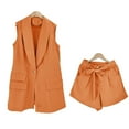thumbnail image 2 of Blazer Short Sets Women 2 Piece Outfits Business Suit Sleeveless Button Vest Tops Shorts Blazer Sets Dressy Casual Suits Ladies Elegant Wedding Gest Formal Sets, 2 of 5
