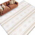 thumbnail image 2 of Khaki Stripe Pattern Washable Area Rug 5 x 8 ft Boho Cream Beige Stripes Farmhouse , Soft Non Slip Rugs Stain Repellent Indoor Felt Carpet for Living Dining Room Bedroom Home Office, 2 of 9