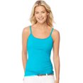 thumbnail image 1 of Hanes Womens Stretch Cotton Cami with Built-In Shelf Bra, XL, Flying Turquoise, 1 of 3