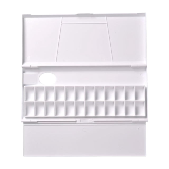 Paleta de acuarela vacía con área de mezcla, bandeja para mezclar gouache para principiantes, pintura acrílica al óleo, viajes