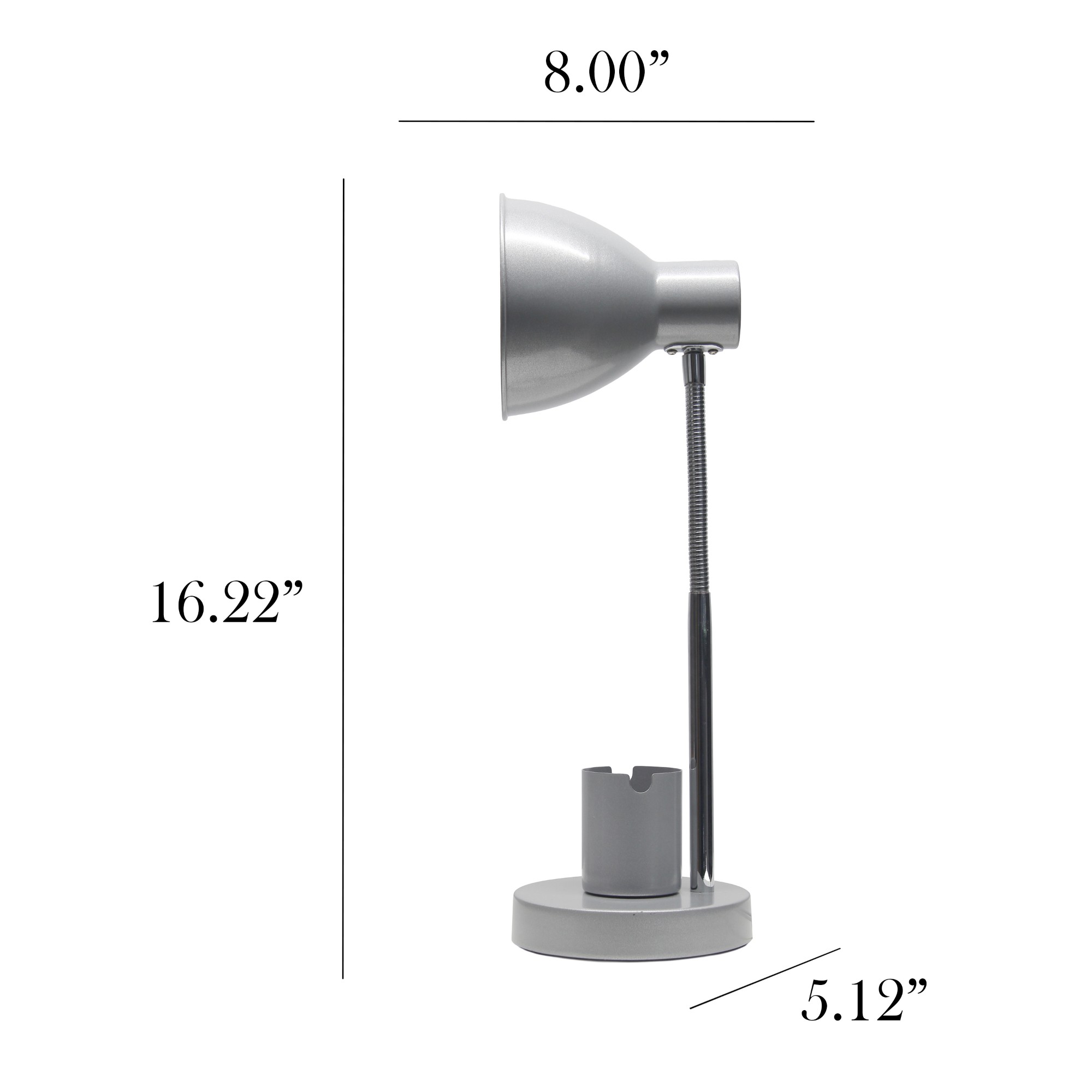 Mod Lighting and Decor Gooseneck Desk Lamp with Adjustment Shade - 16.25" - Silver