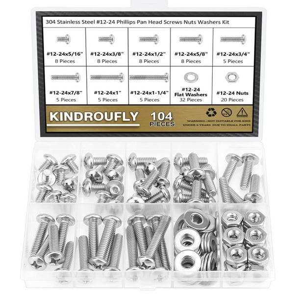 Kit surtido de tornillos, tuercas y arandelas Kindroufly 304 Stainless